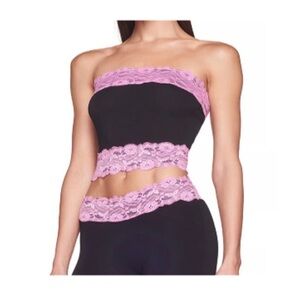 I.AM.GIA Black Top with Pink Lace Detail